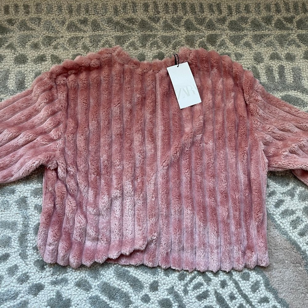 Zara Pink faux fur sweater